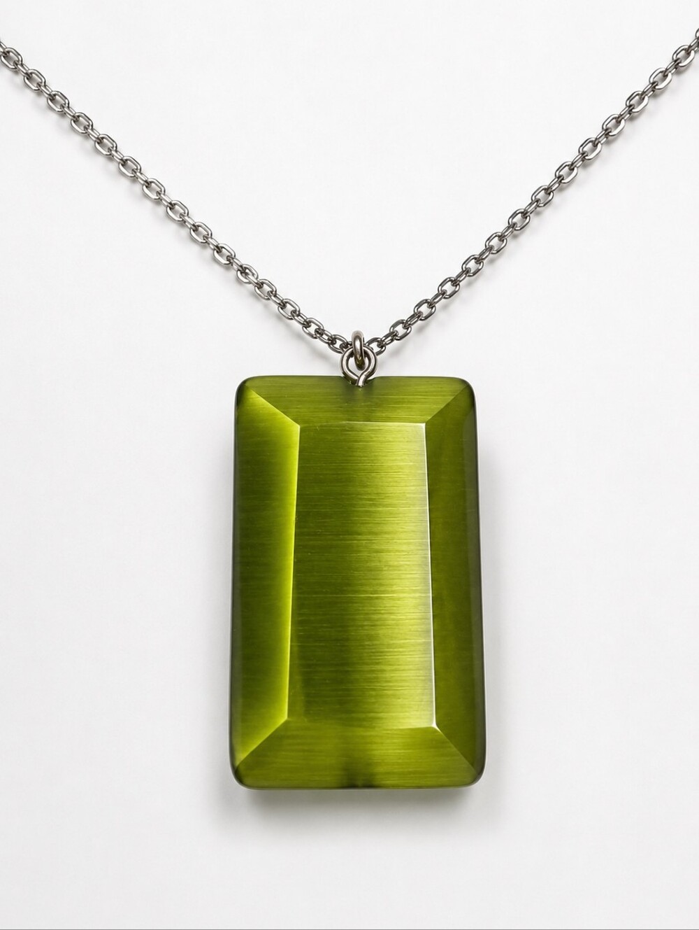 NWT Handmade Green Lucite Acrylic Bar Pendant Necklace Sz 20.5"
